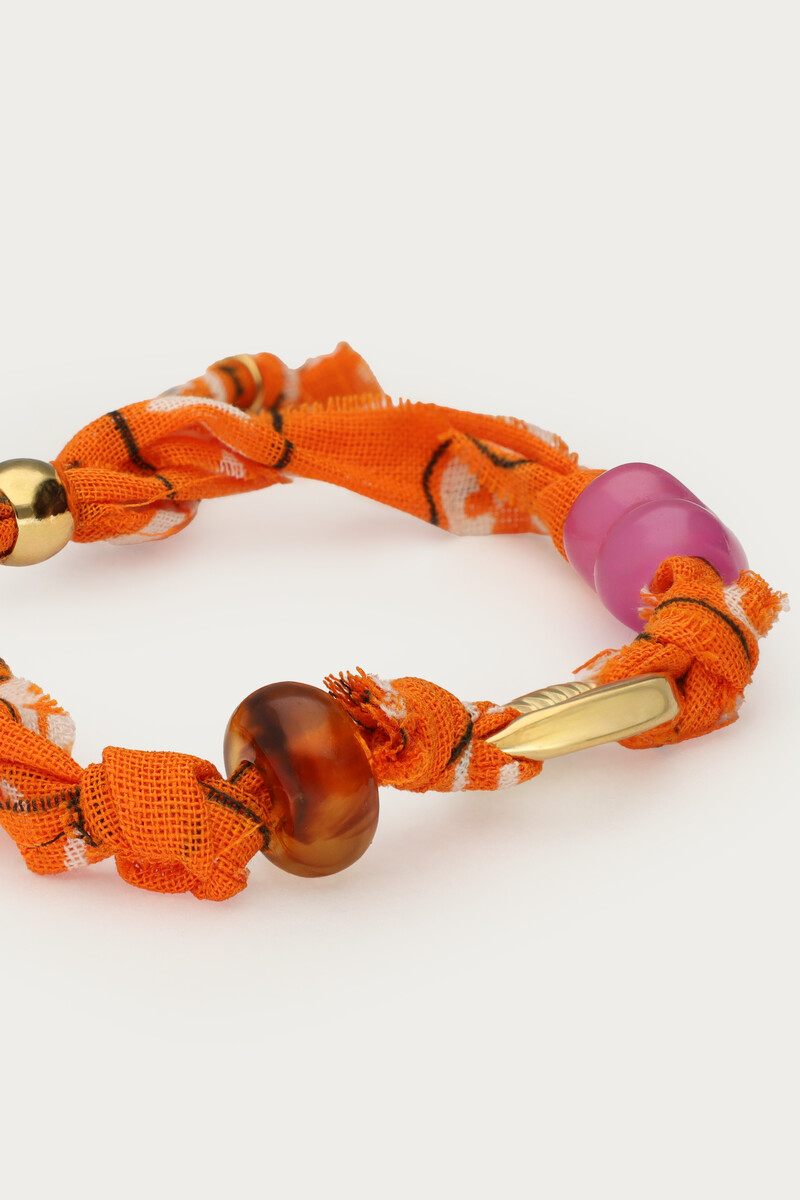 Orange cord bracelet with shell and paisley print | My Jewellery