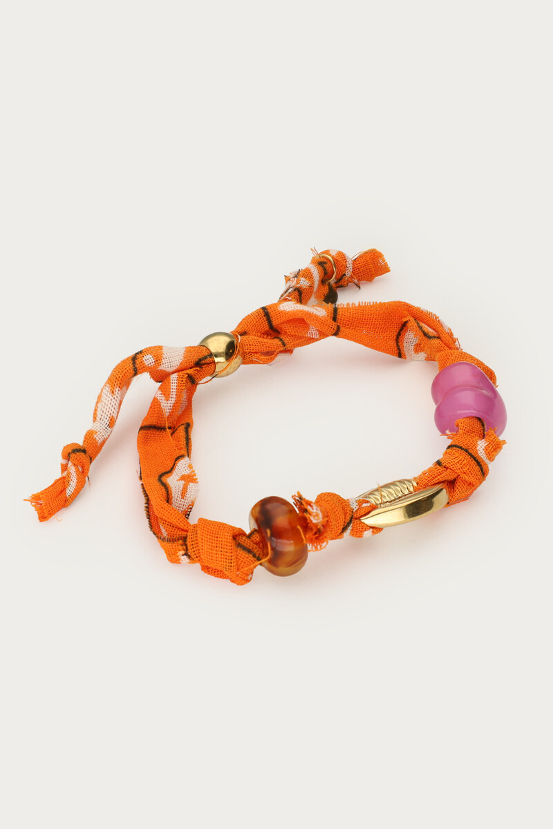 Orange cord bracelet with shell and paisley print | My Jewellery