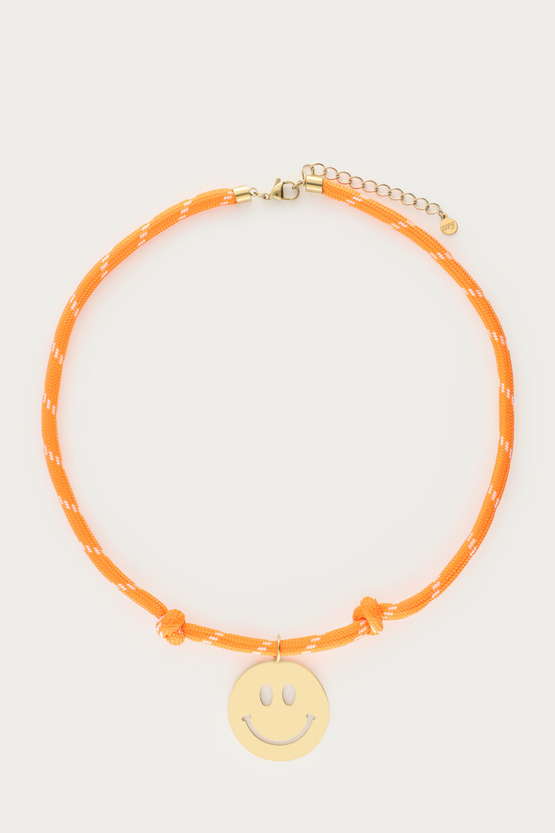 Orange cord necklace with smile