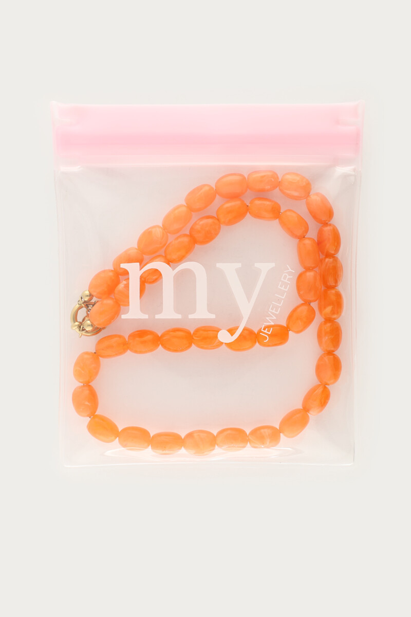 Orange minimalist beaded necklace | My Jewellery