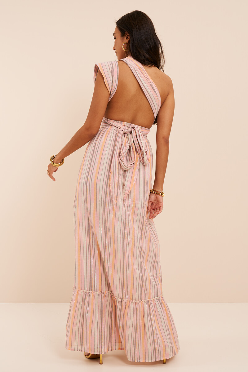 Orange multiway long dress with stripes | My Jewellery