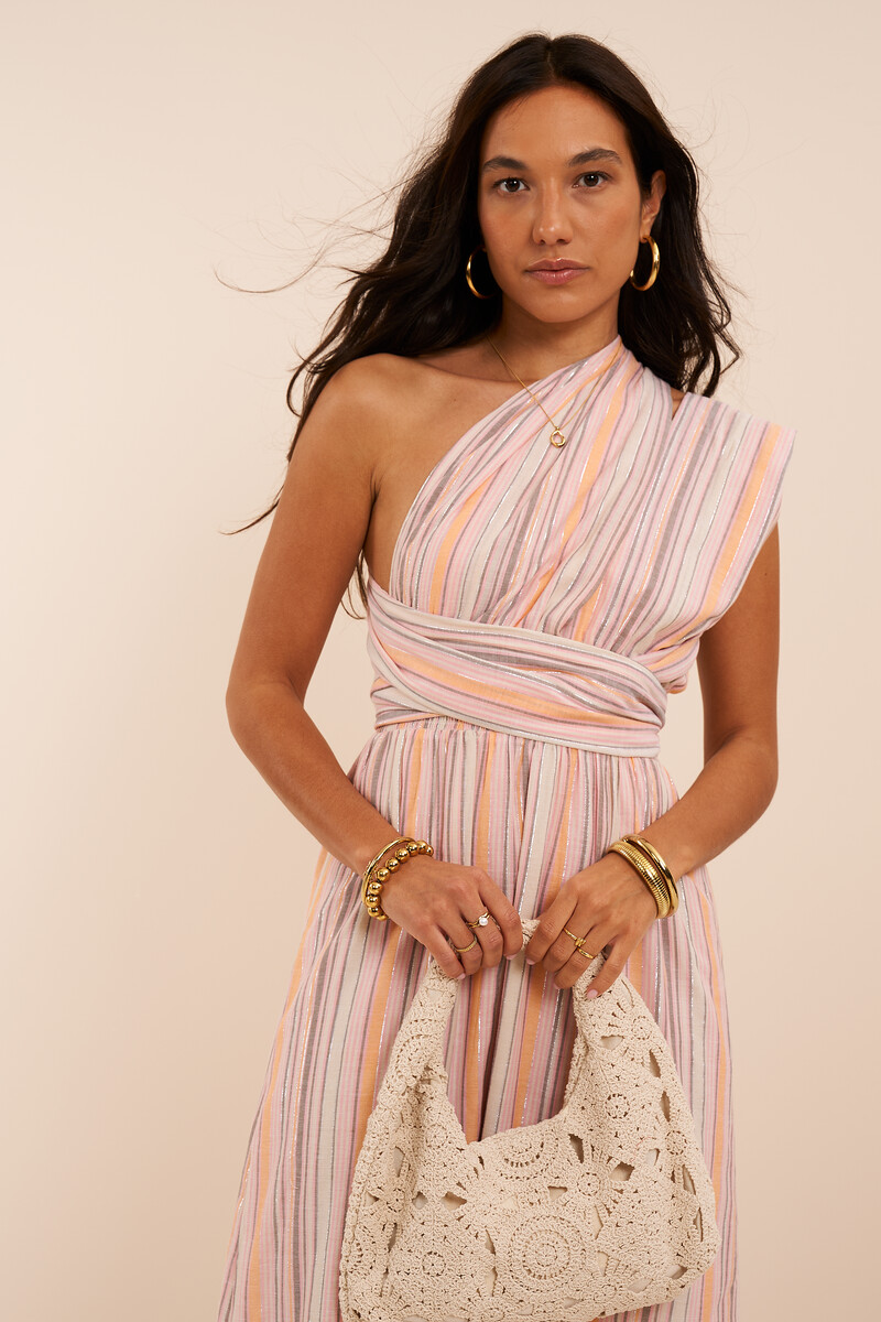 Orange multiway long dress with stripes | My Jewellery