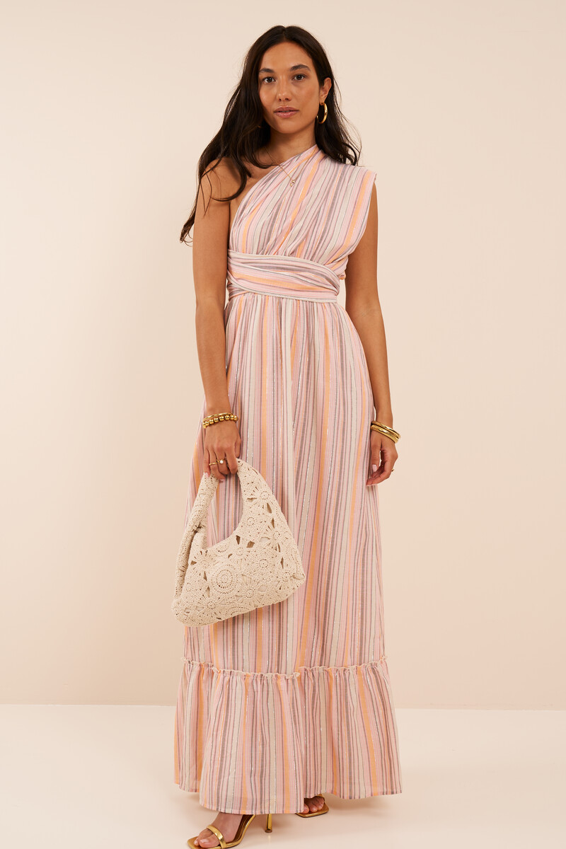 Orange multiway long dress with stripes | My Jewellery