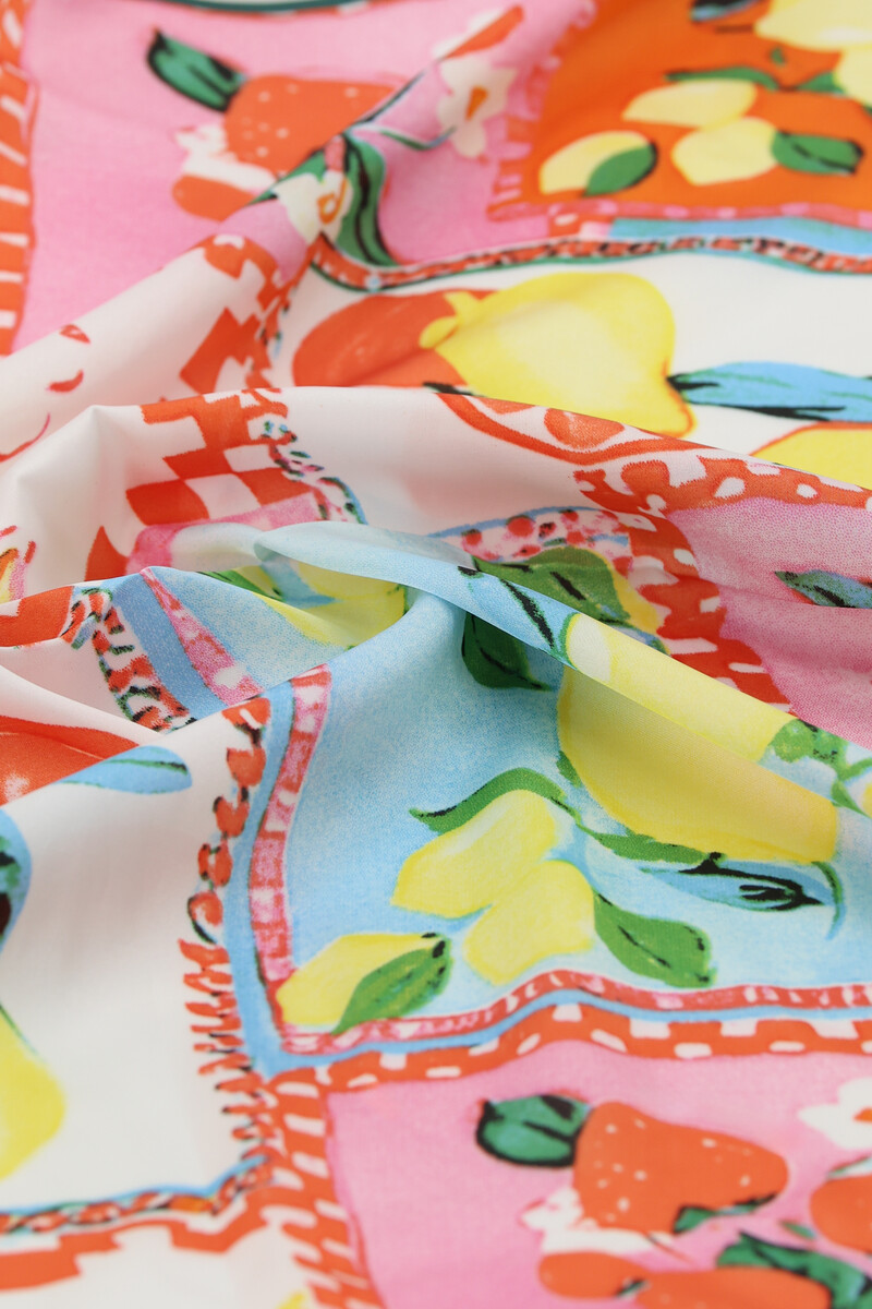 Orange satin look scarf with lemons | My Jewellery