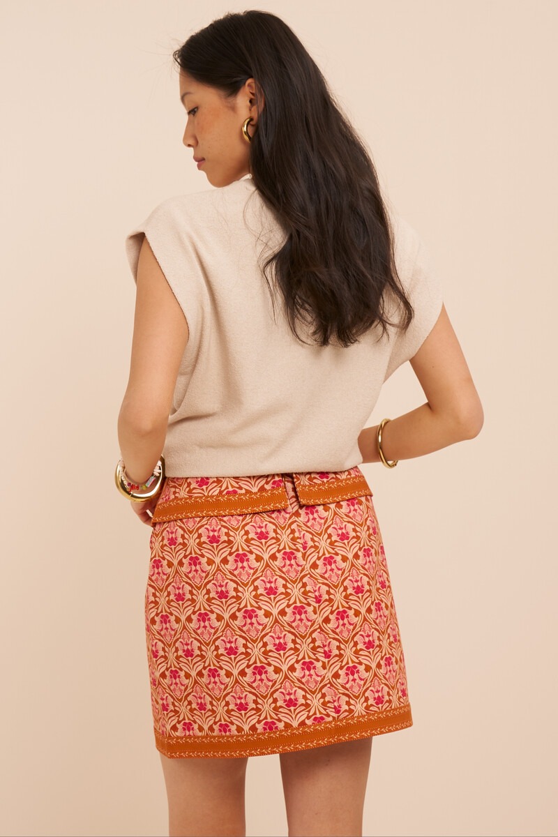 Orange skirt with print and overlap | My Jewellery