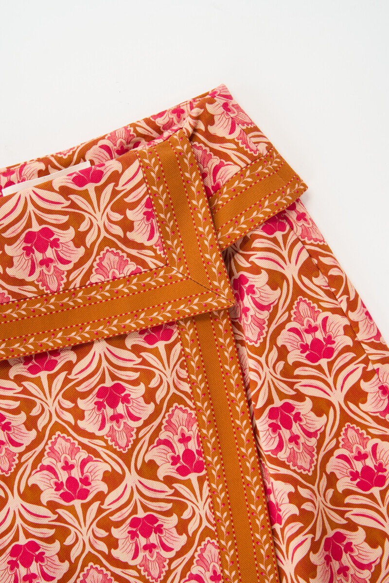 Orange skirt with print and overlap | My Jewellery