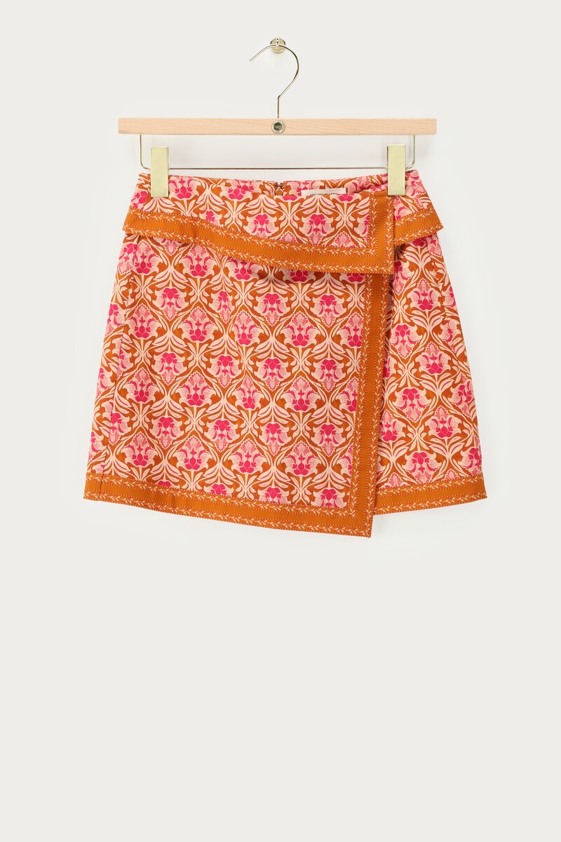 Orange skirt with print and overlap | My Jewellery