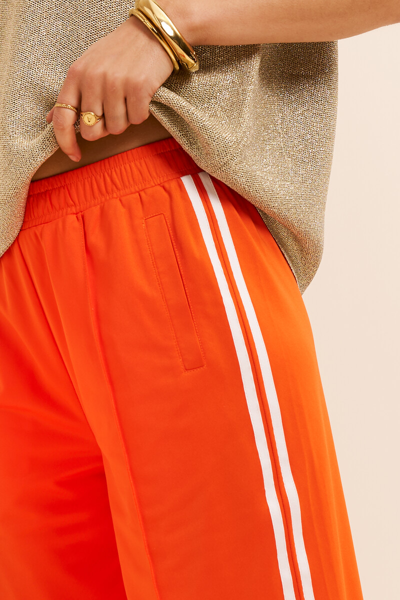 Orange wide jogger trousers with stripes | My Jewellery