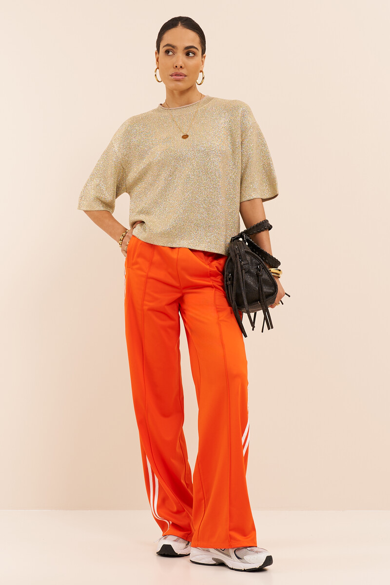 Orange wide jogger trousers with stripes | My Jewellery