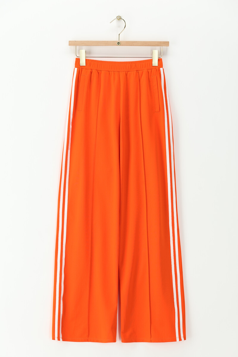 Orange wide jogger trousers with stripes | My Jewellery