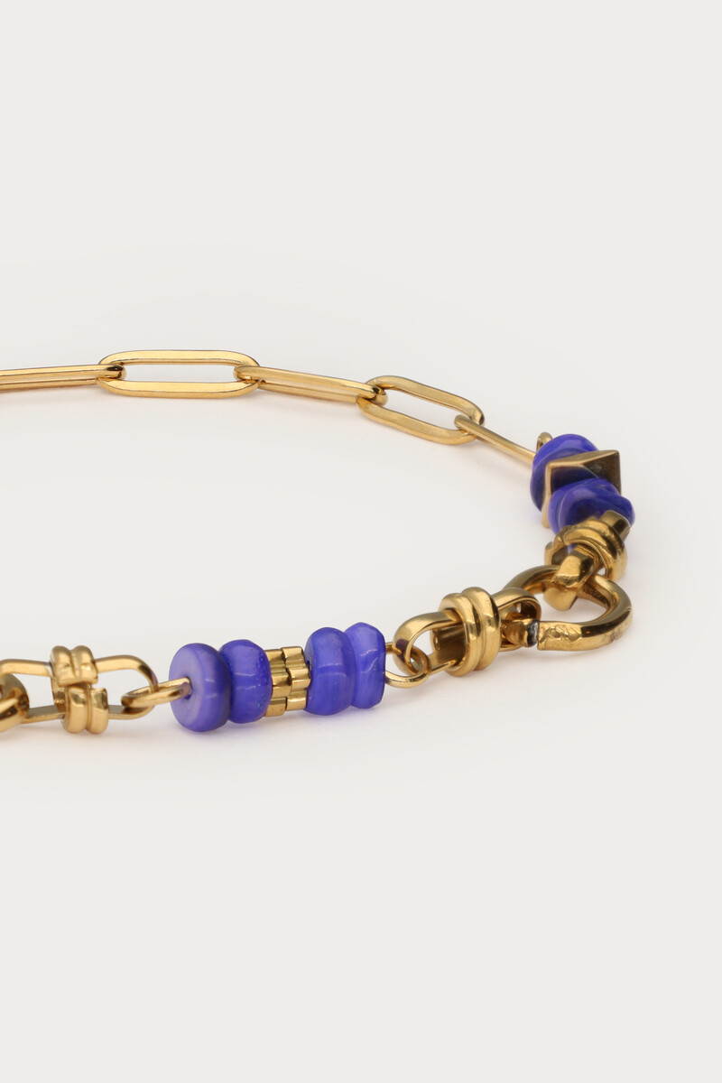Oval chain bracelet with blue beads | My Jewellery