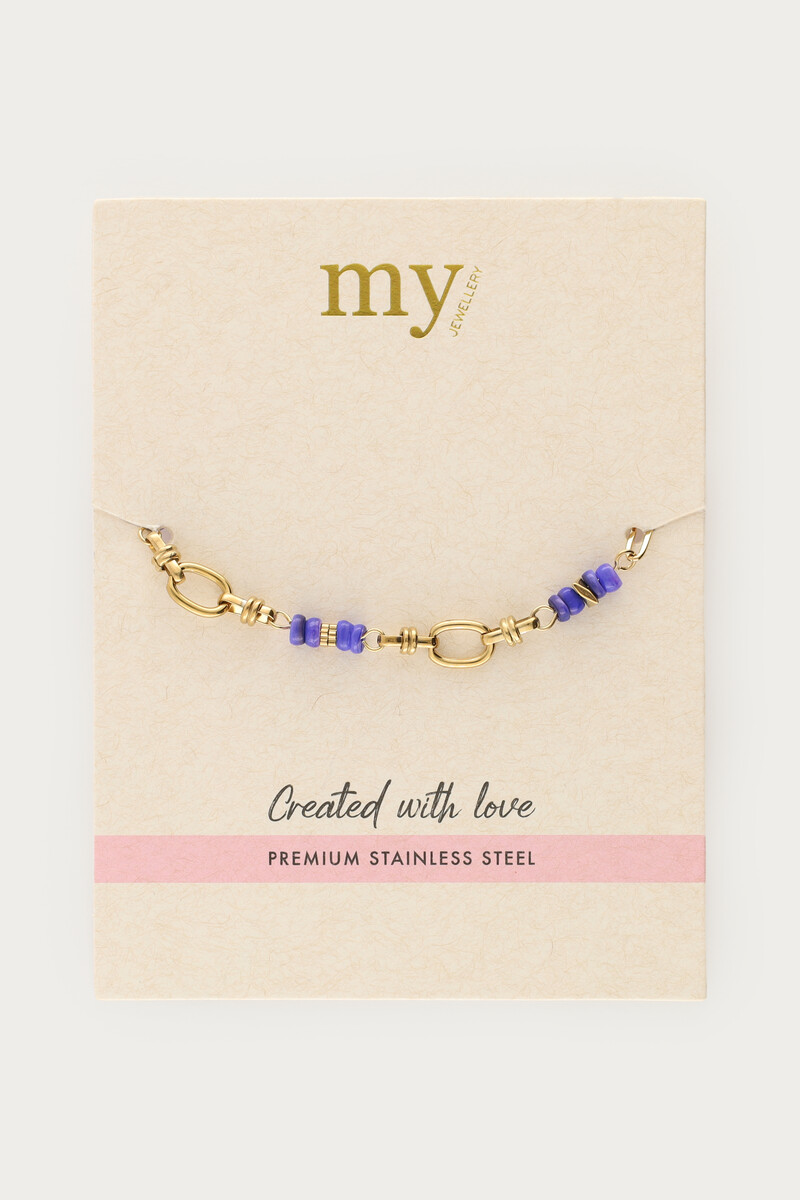 Oval chain bracelet with blue beads | My Jewellery