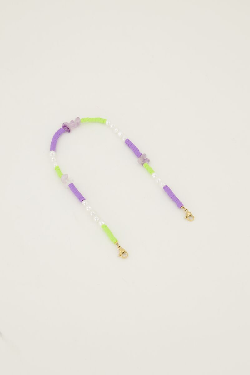 Paars telefoonkoord met parels | My Jewellery