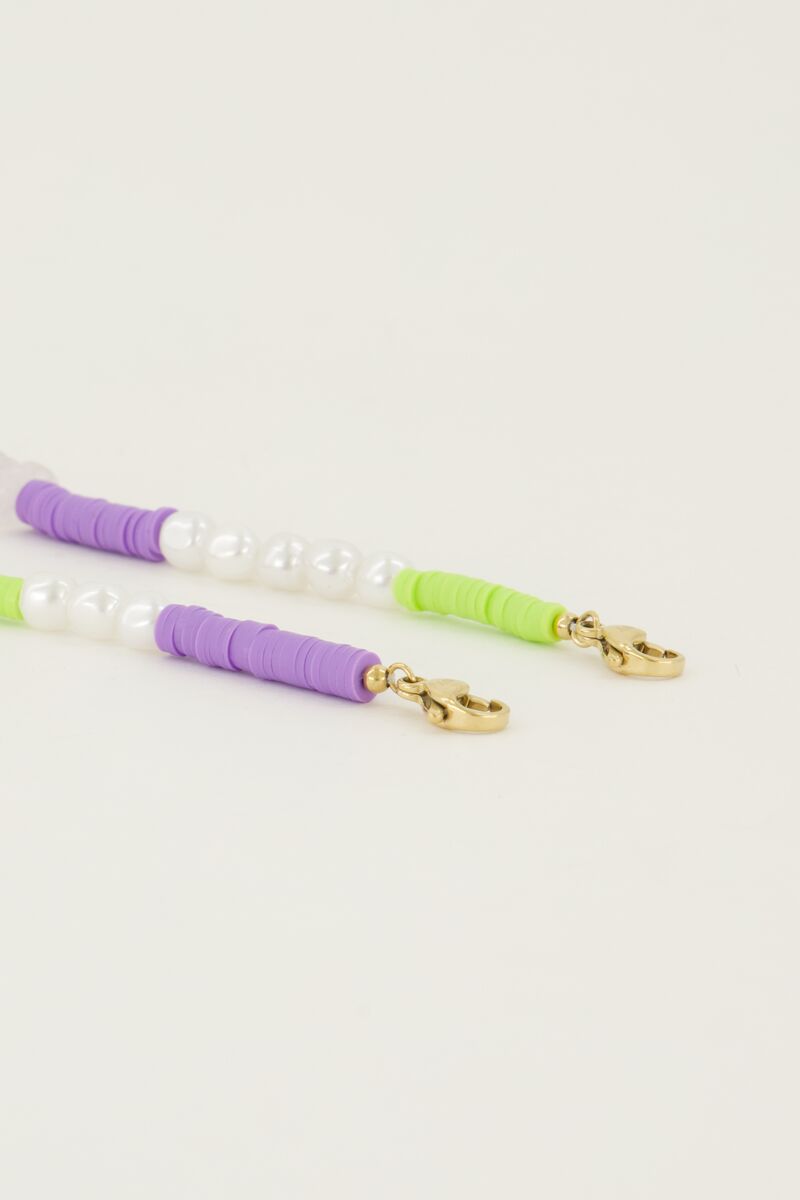 Paars telefoonkoord met parels | My Jewellery