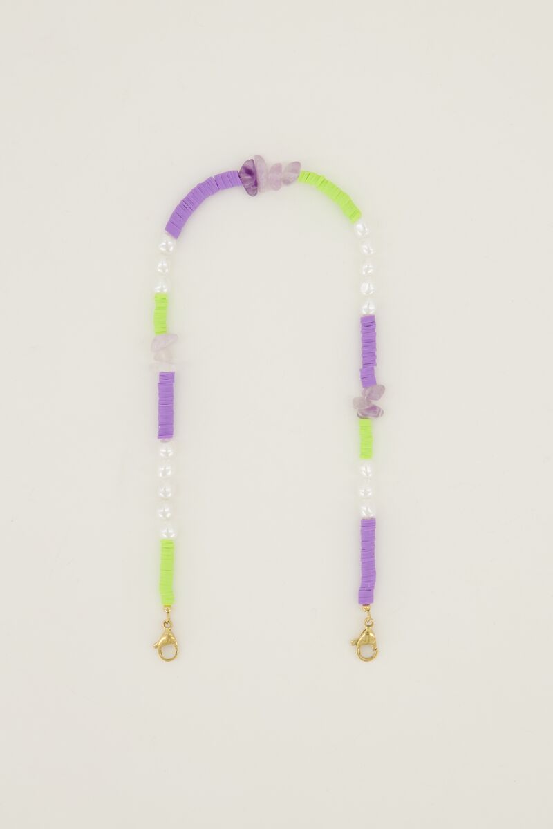 Paars telefoonkoord met parels | My Jewellery