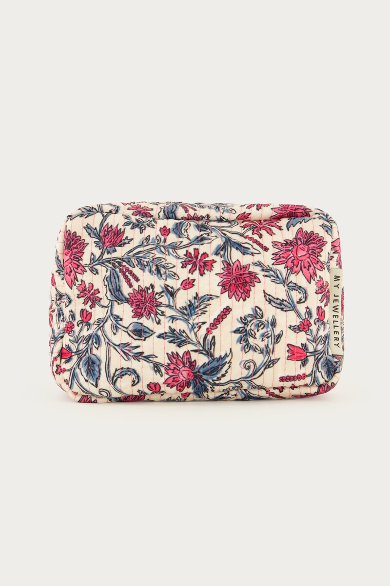 Pale pink toiletry bag with floral print | My Jewellery