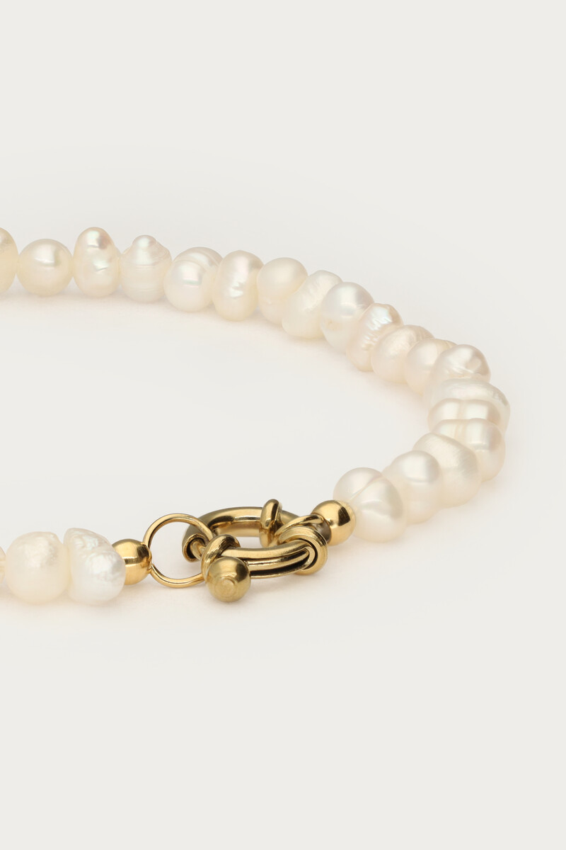 Freshwater pearl beaded bracelet with lock | My Jewellery