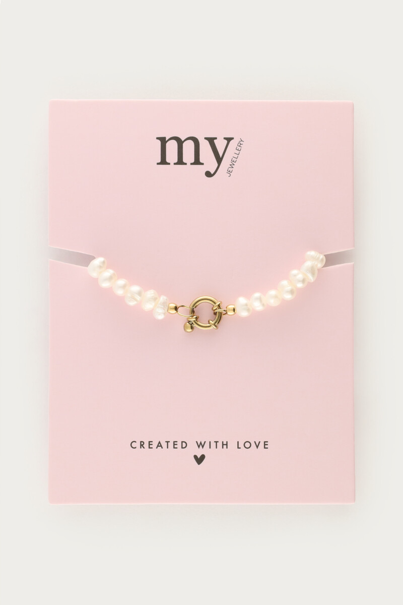 Freshwater pearl beaded bracelet with lock | My Jewellery