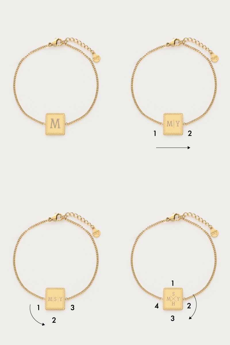 Engraved bracelet with square charm | My Jewellery