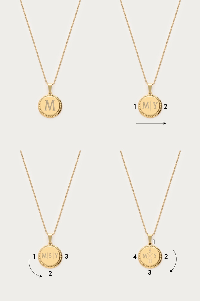 Engraved long necklace with round charm | My Jewellery