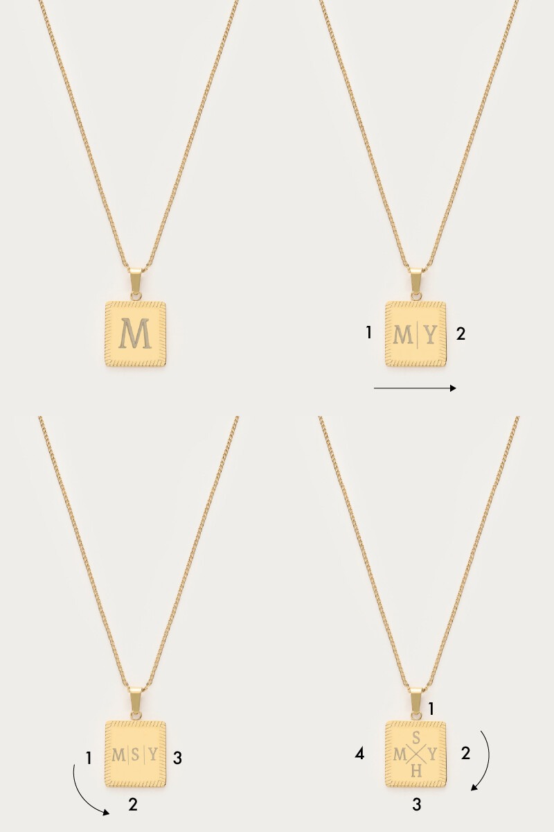 Engraved short necklace with square charm | My Jewellery