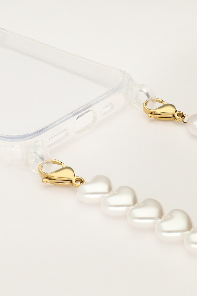 Phone lanyard with hearts pearls | My Jewellery