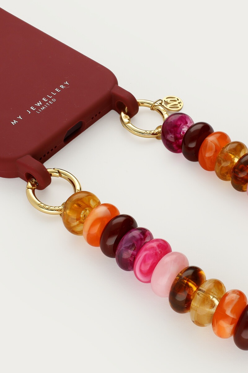 Phone cord multicoloured round beads | My Jewellery
