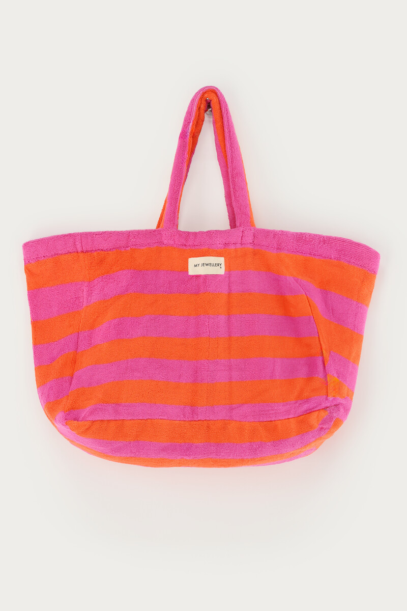 Pink and Orange Striped Tote Bag | My Jewellery