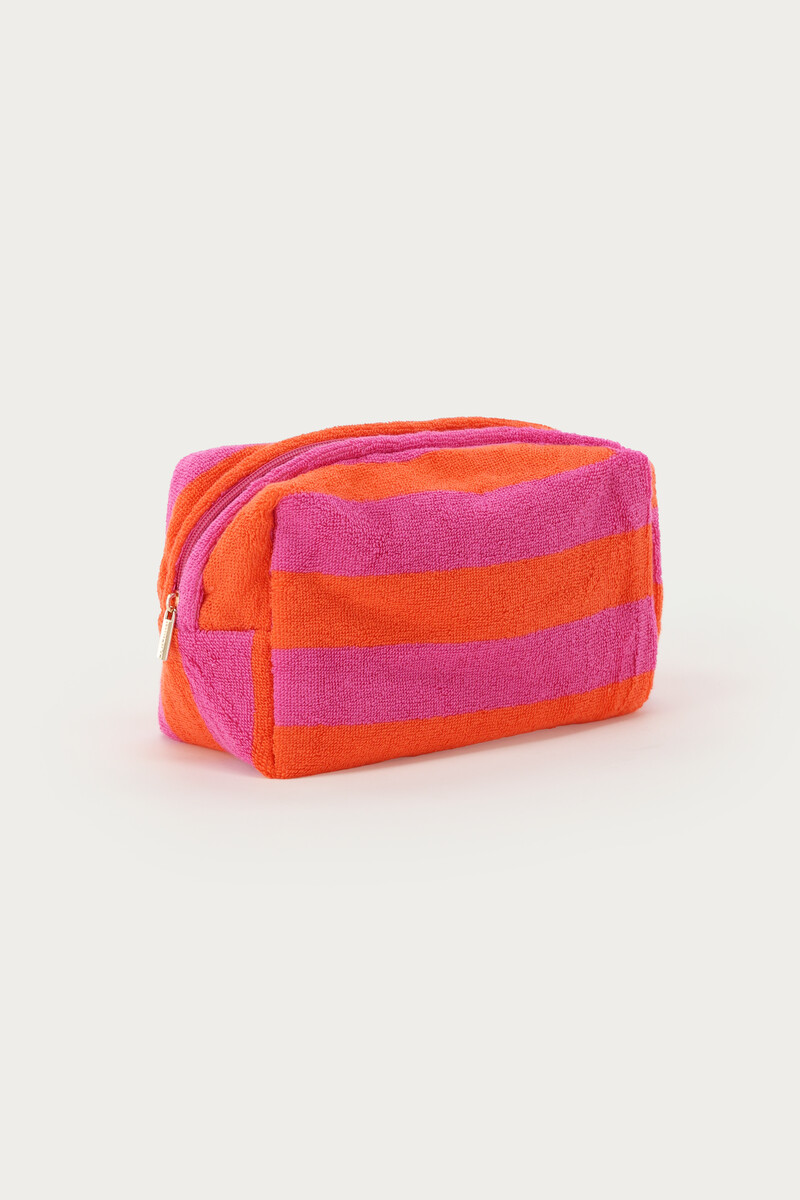 Pink and orange striped toiletry bag | My Jewellery