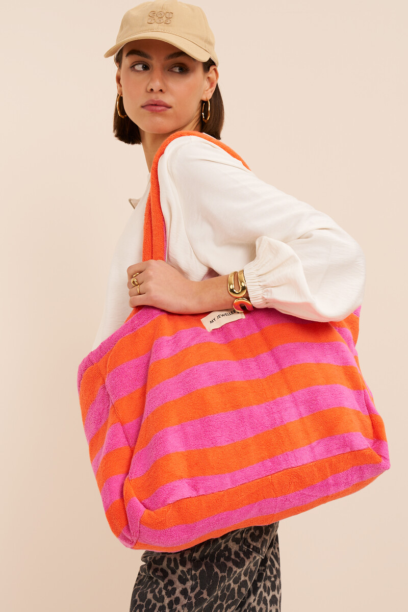 Pink and orange striped tote bag | My Jewellery