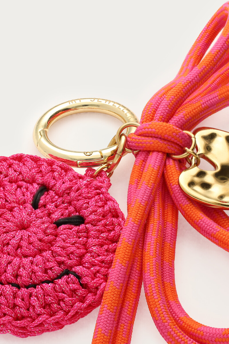 Pink bag charm with smiley | My Jewellery