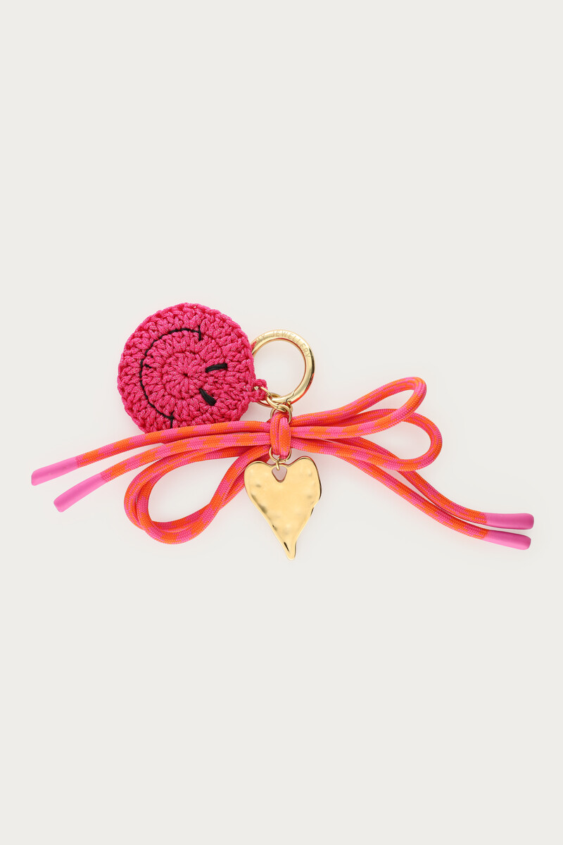 Pink bag charm with smiley  | My Jewellery