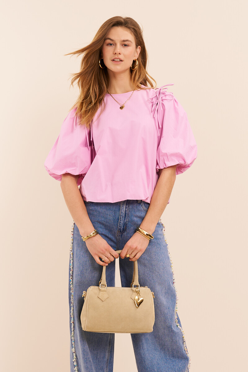 Pink balloon top with bows and puff sleeves | My Jewellery