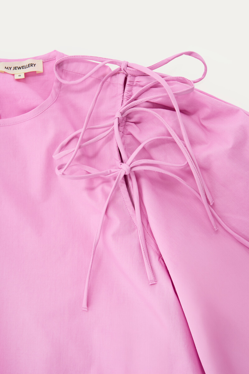 Pink balloon top with bows and puff sleeves | My Jewellery