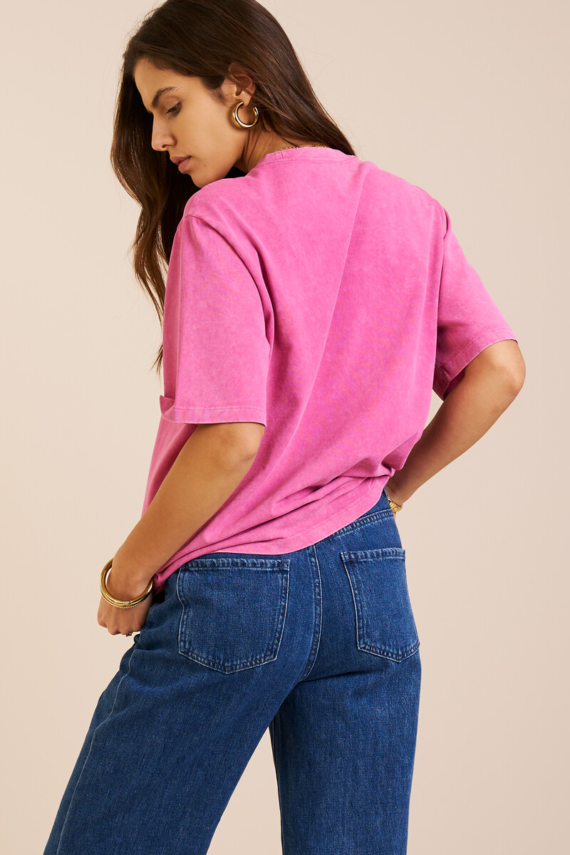 Pink basic T-shirt with acid wash | My Jewellery