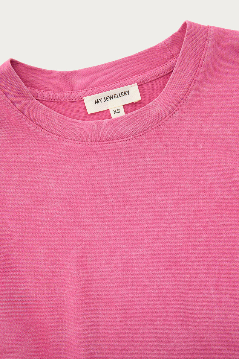 Pink basic T-shirt with acid wash | My Jewellery