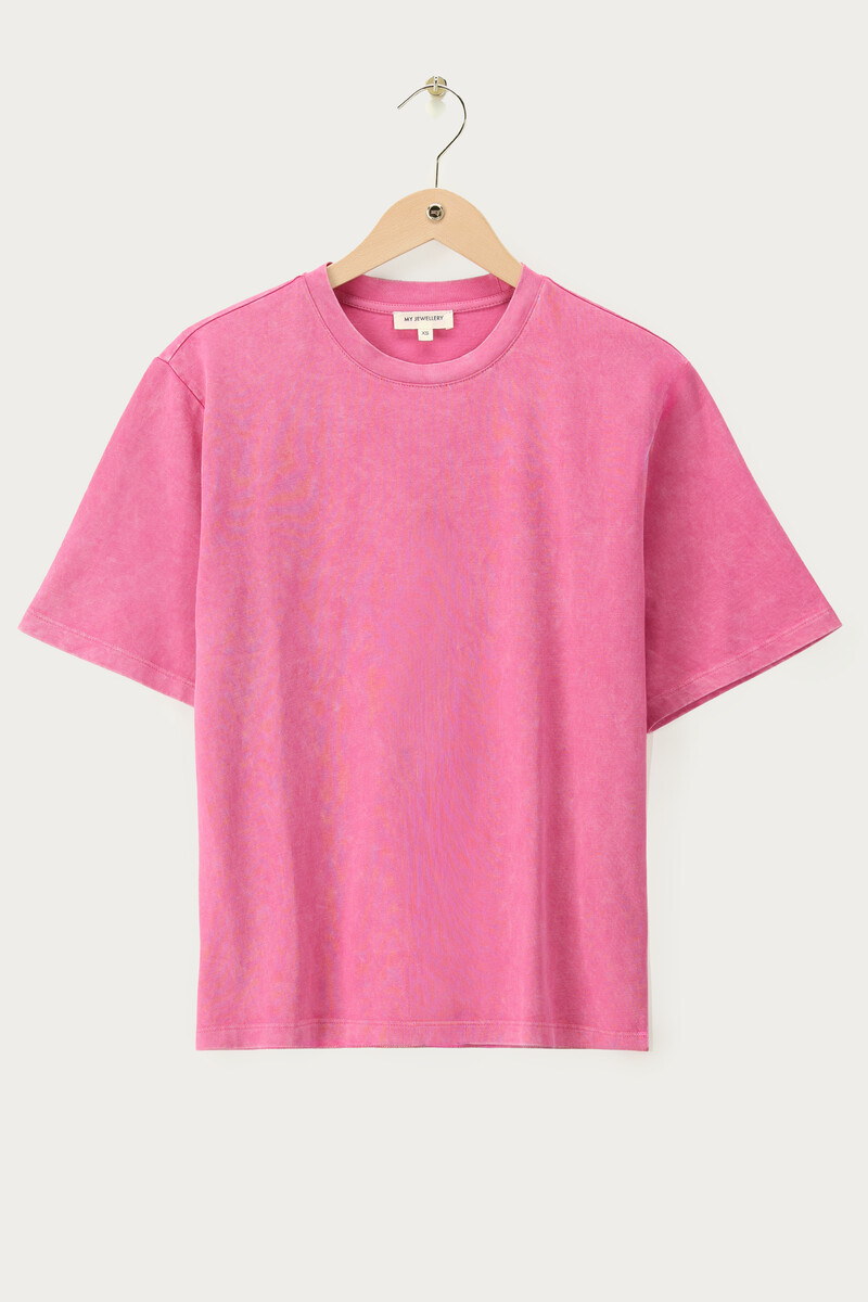 Pink basic T-shirt with acid wash | My Jewellery