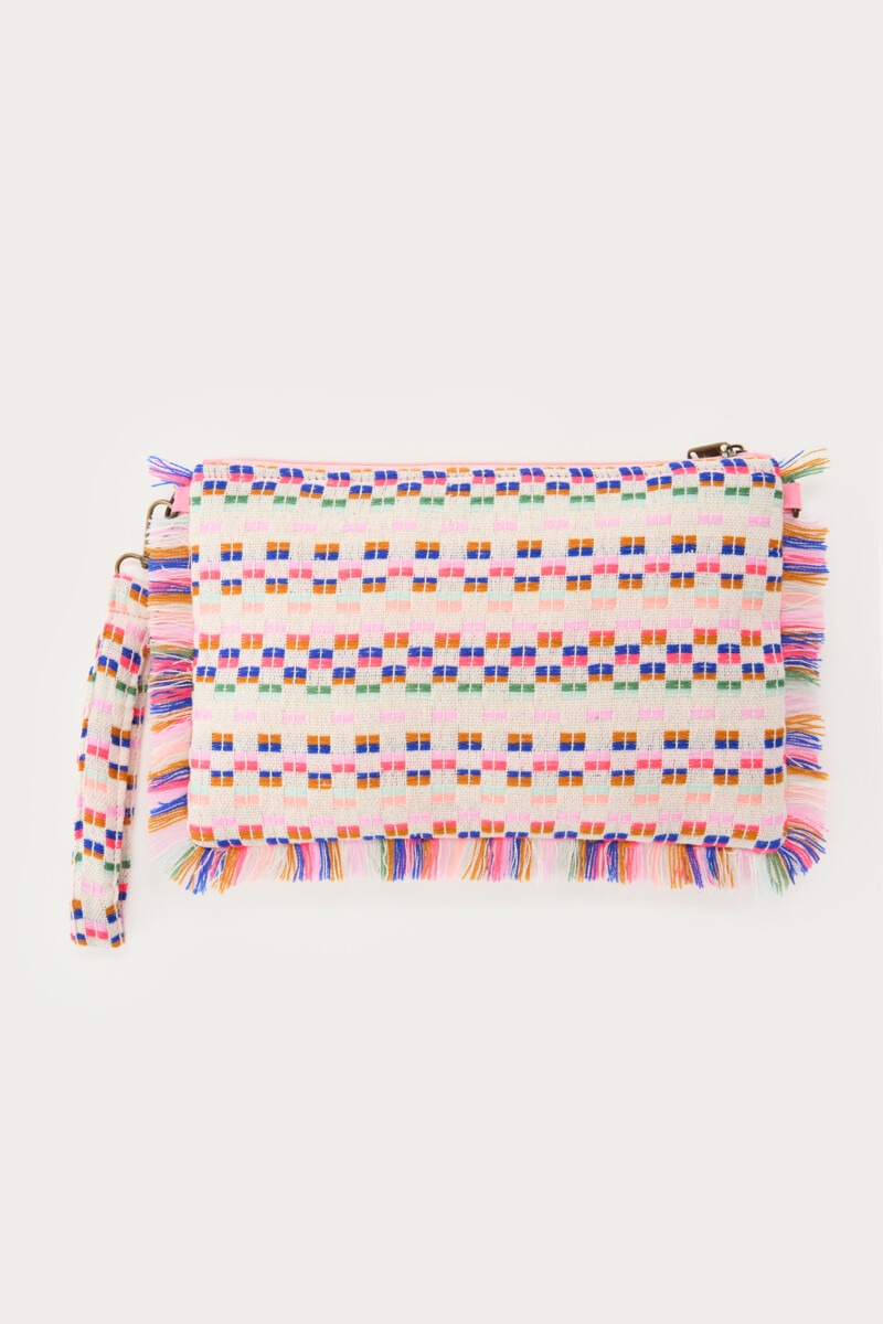 Pink beaded clutch with green stripes ''Amore'' | My Jewellery