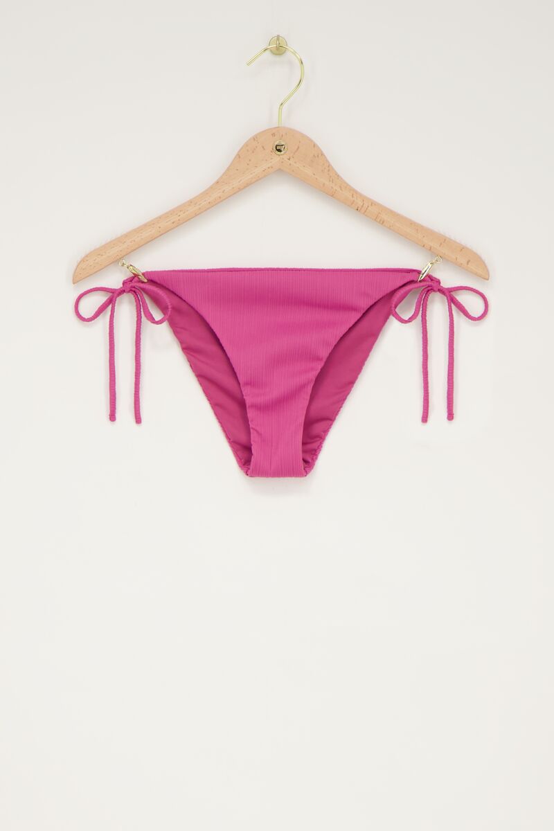 Pink bikini bottoms with rib and ties | My Jewellery