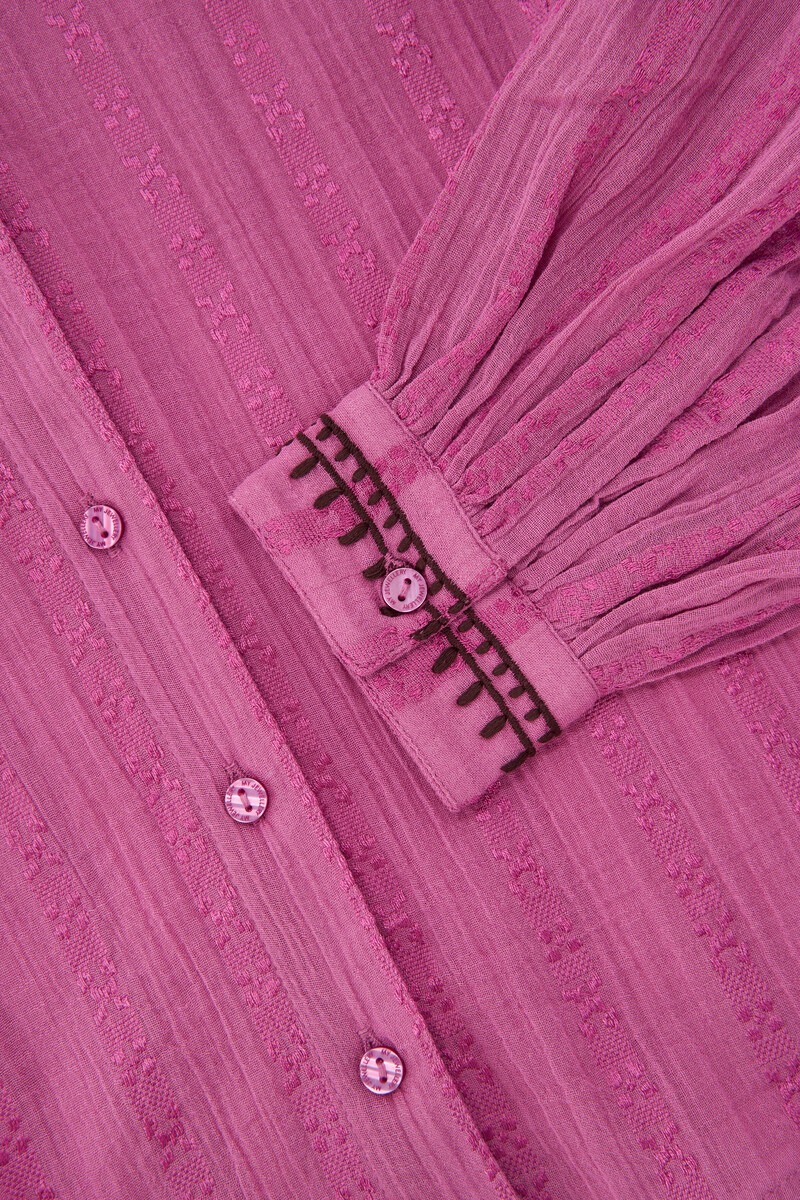 Pink blouse with embroidery and ruffle details | My Jewellery