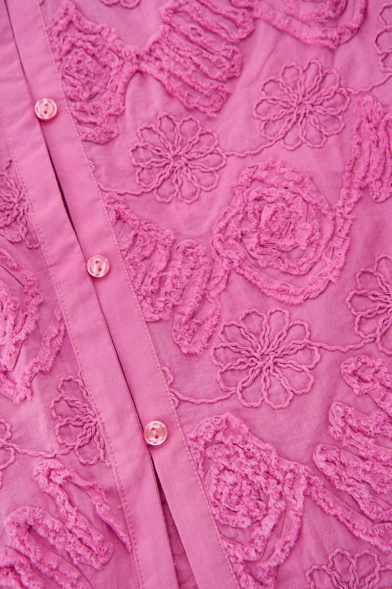 Short-Sleeve Blouse with 3D Flowers | My Jewellery