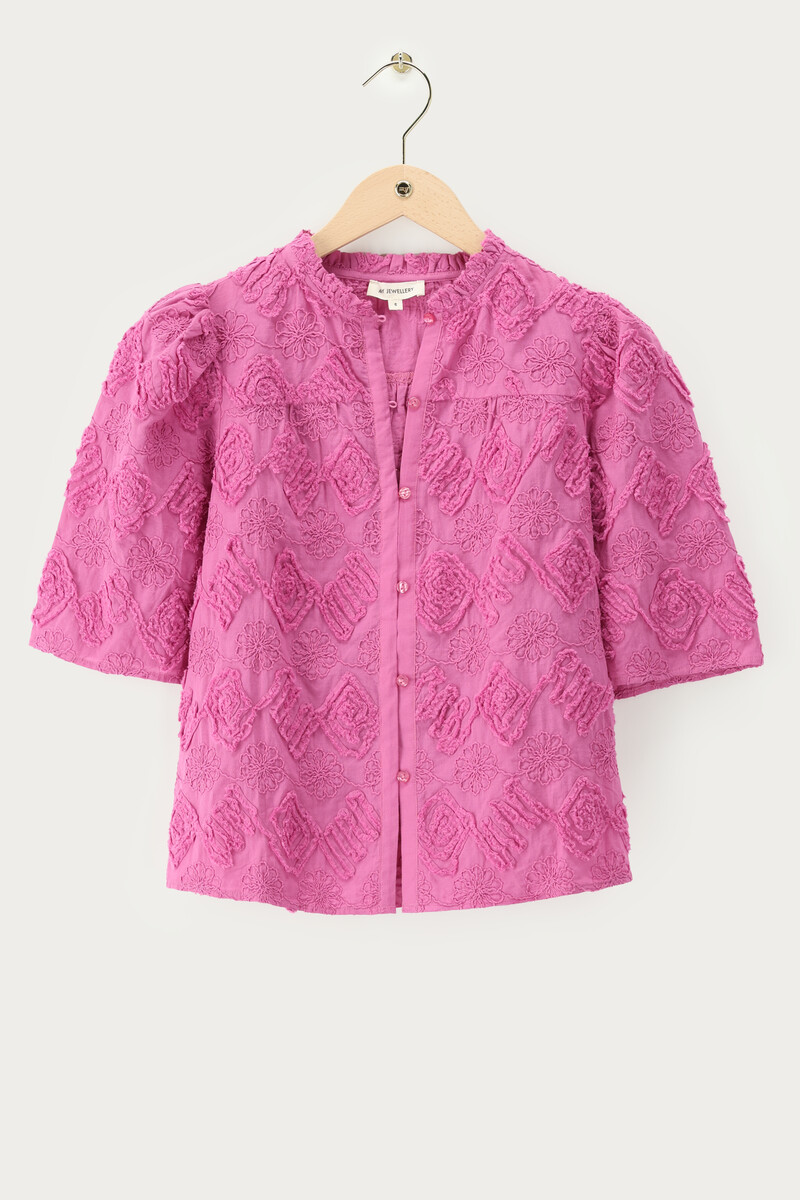 Short-Sleeve Blouse with 3D Flowers | My Jewellery