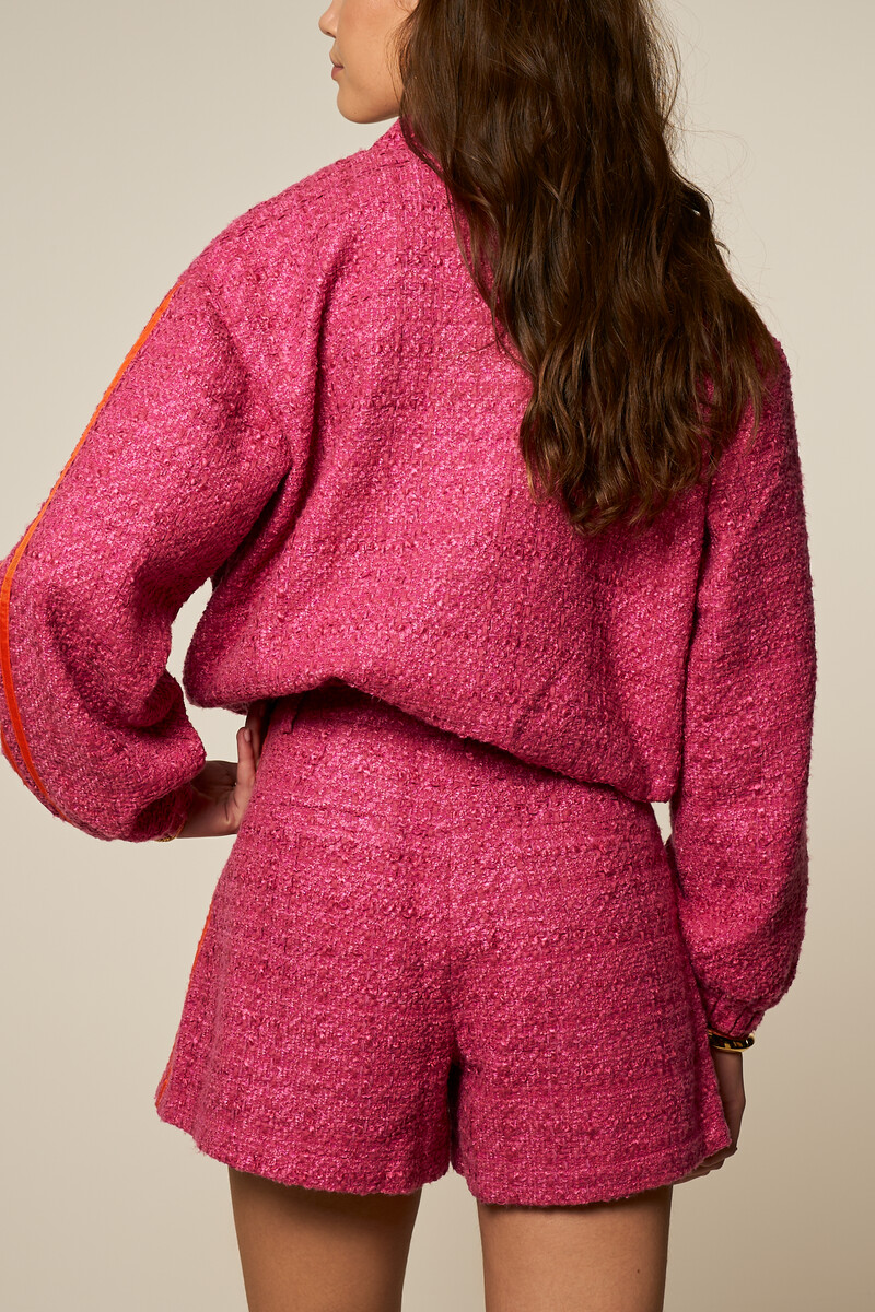 Pink bouclé shorts with tapes | My Jewellery