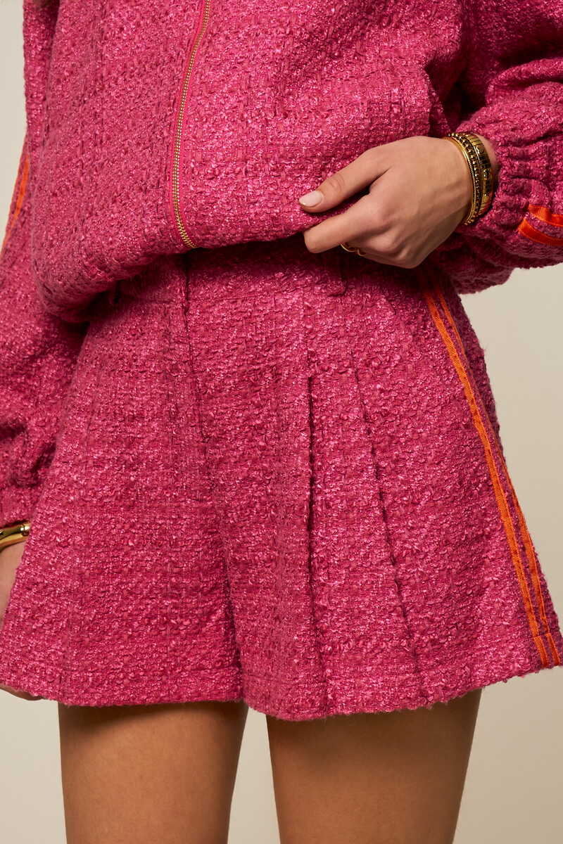 Pink bouclé shorts with tapes | My Jewellery