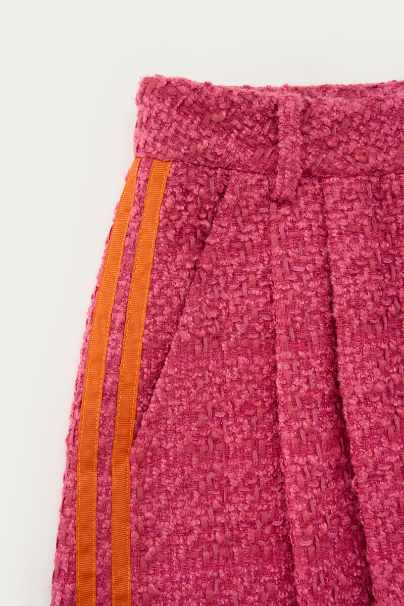 Pink bouclé shorts with side stripes | My Jewellery