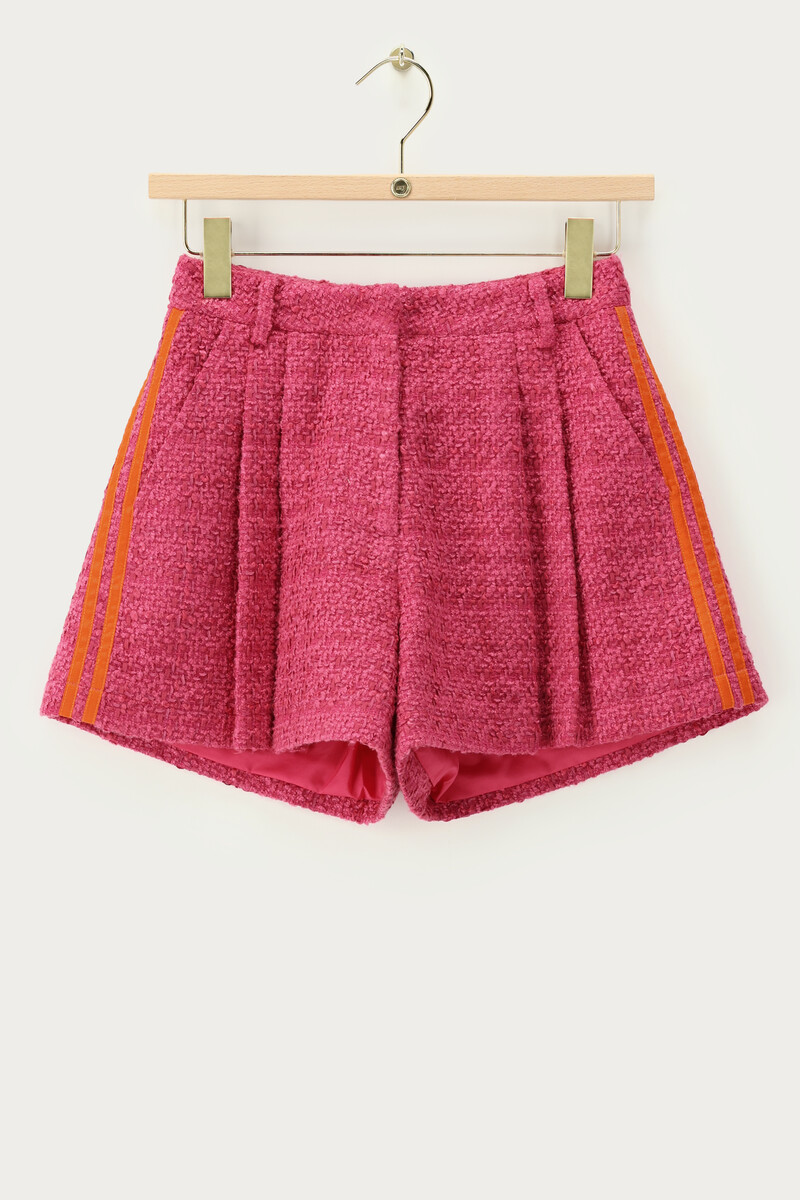 Pink bouclé shorts with side stripes | My Jewellery