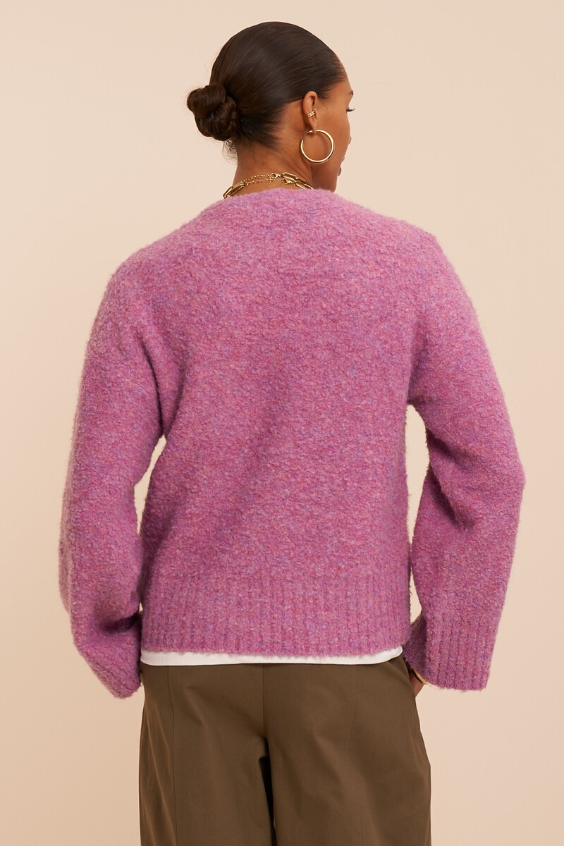 Pink boxy bouclé sweater | My Jewellery