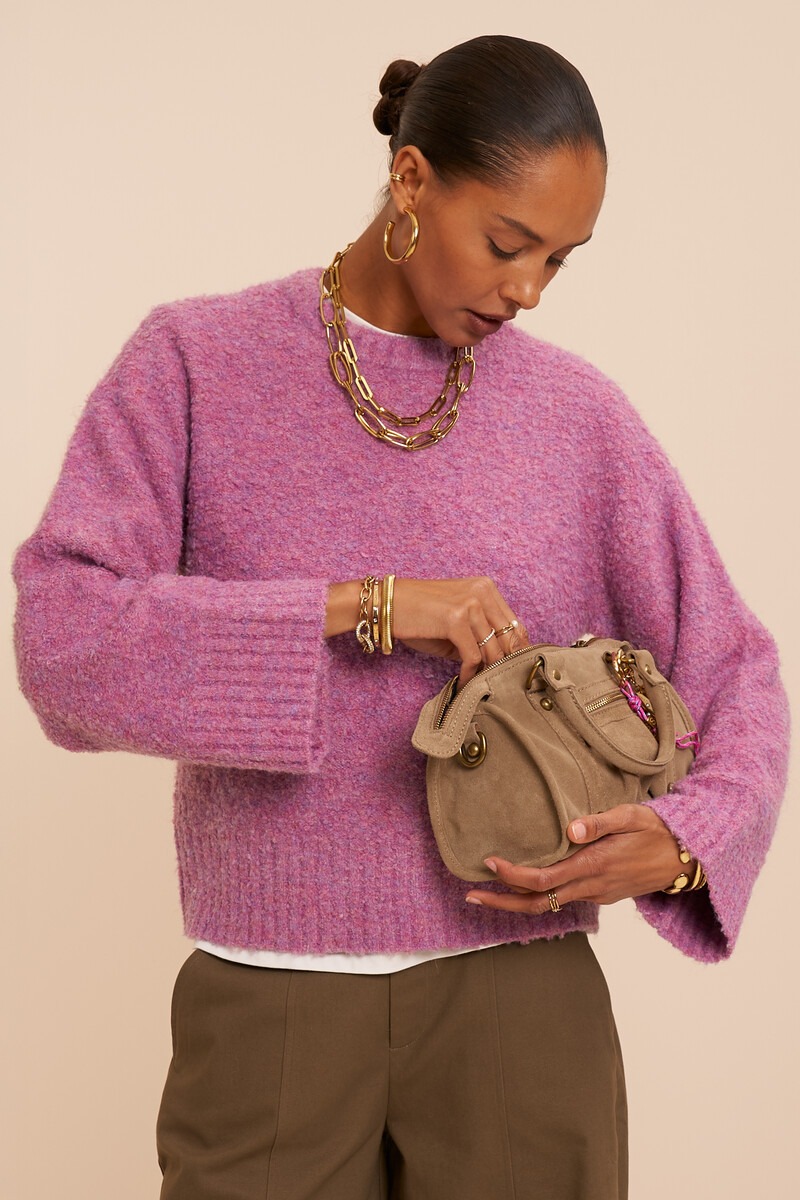 Pink boxy bouclé sweater | My Jewellery