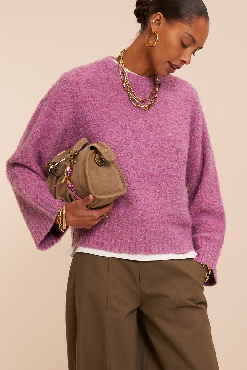 Pink boxy bouclé sweater | My Jewellery