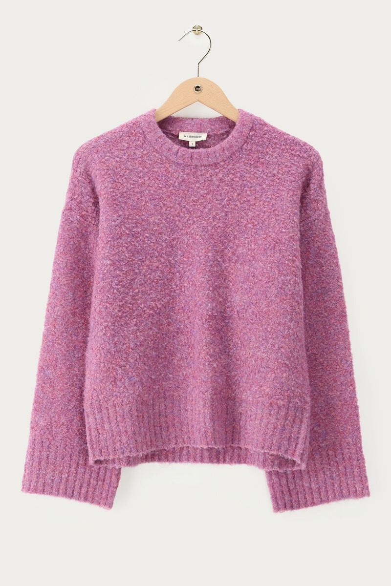 Pink boxy bouclé sweater | My Jewellery